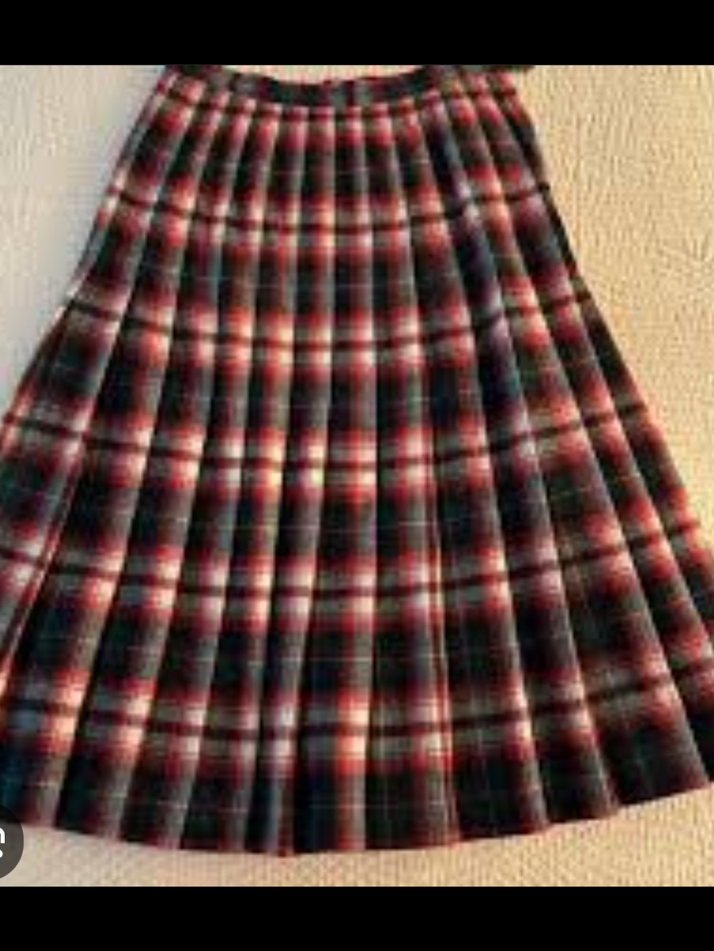 Pendleton Red and Black Plaid Pleated Midi Skirt